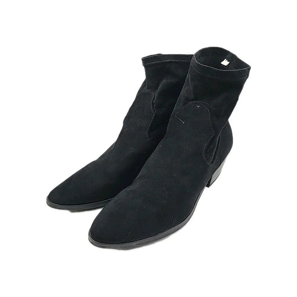 Target Brand Womens Block Heel Ankle Boots Faux Black Suede Size 9.5